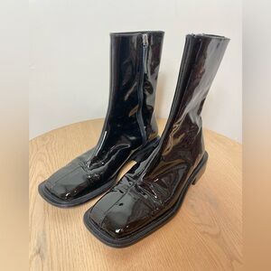 Zara shiny mid-calf black boots 8 or 38